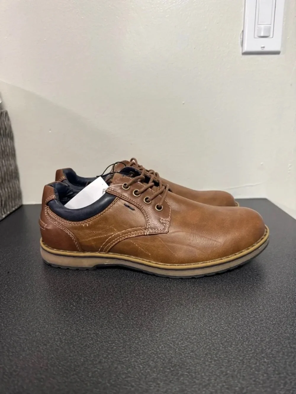 Men's Casual Leather Lace-Up Shoes - Brown